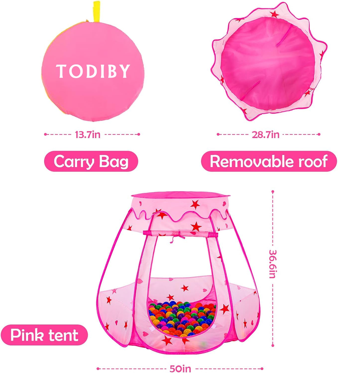 TODIBY  Infant toys Pup up Baby Ball Pit for Toddler with 50 Balls