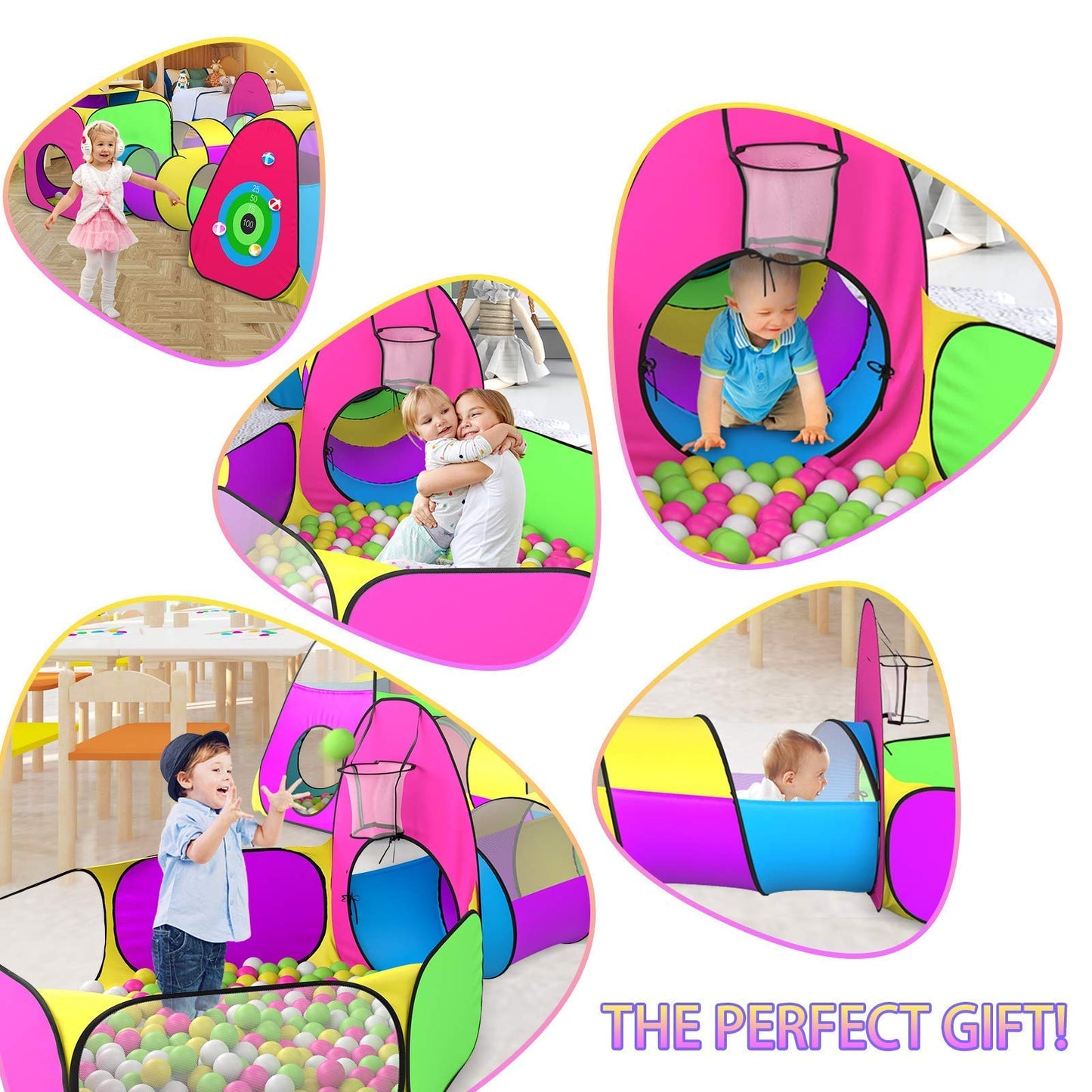 Togivee 5pc Kids Play Tent for Toddler with 1 Baby Ball Pit