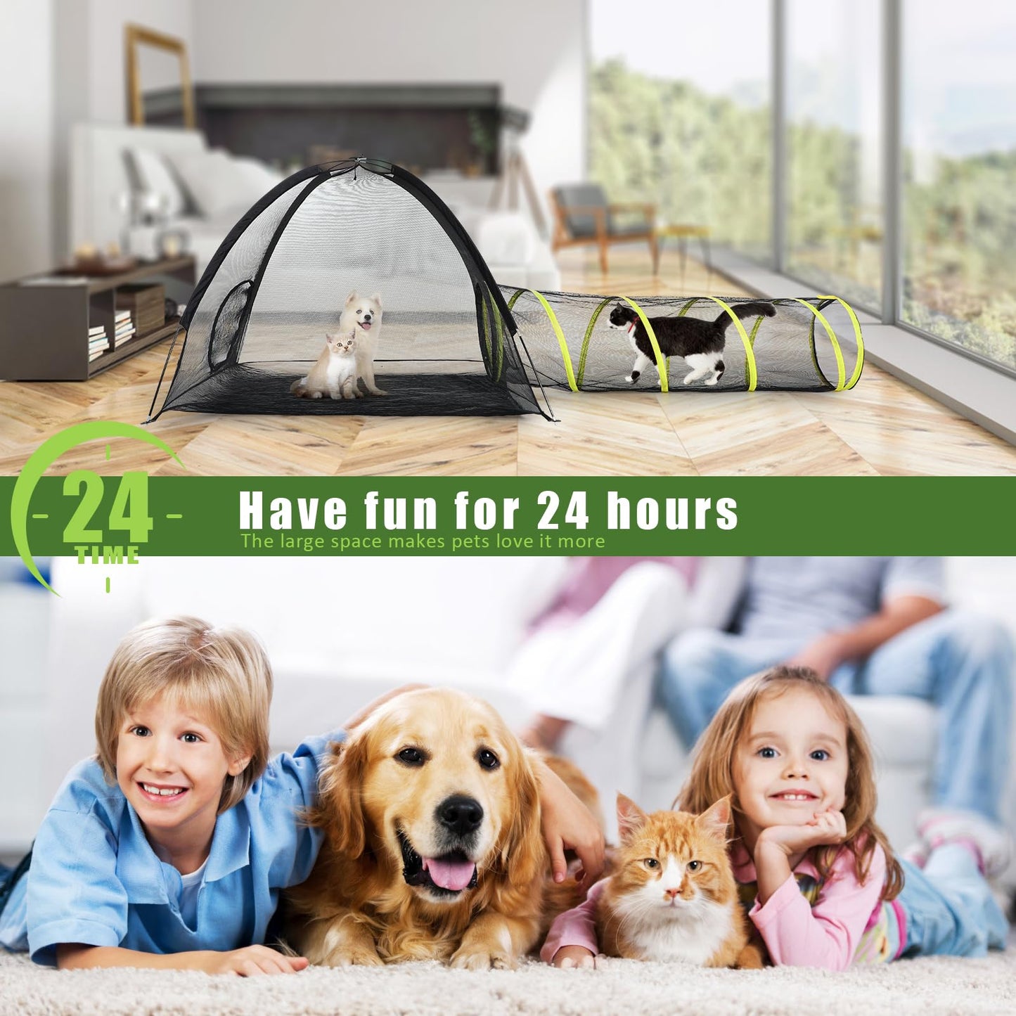 Hoohtoot 2PC Cat House Tent and Tunnel