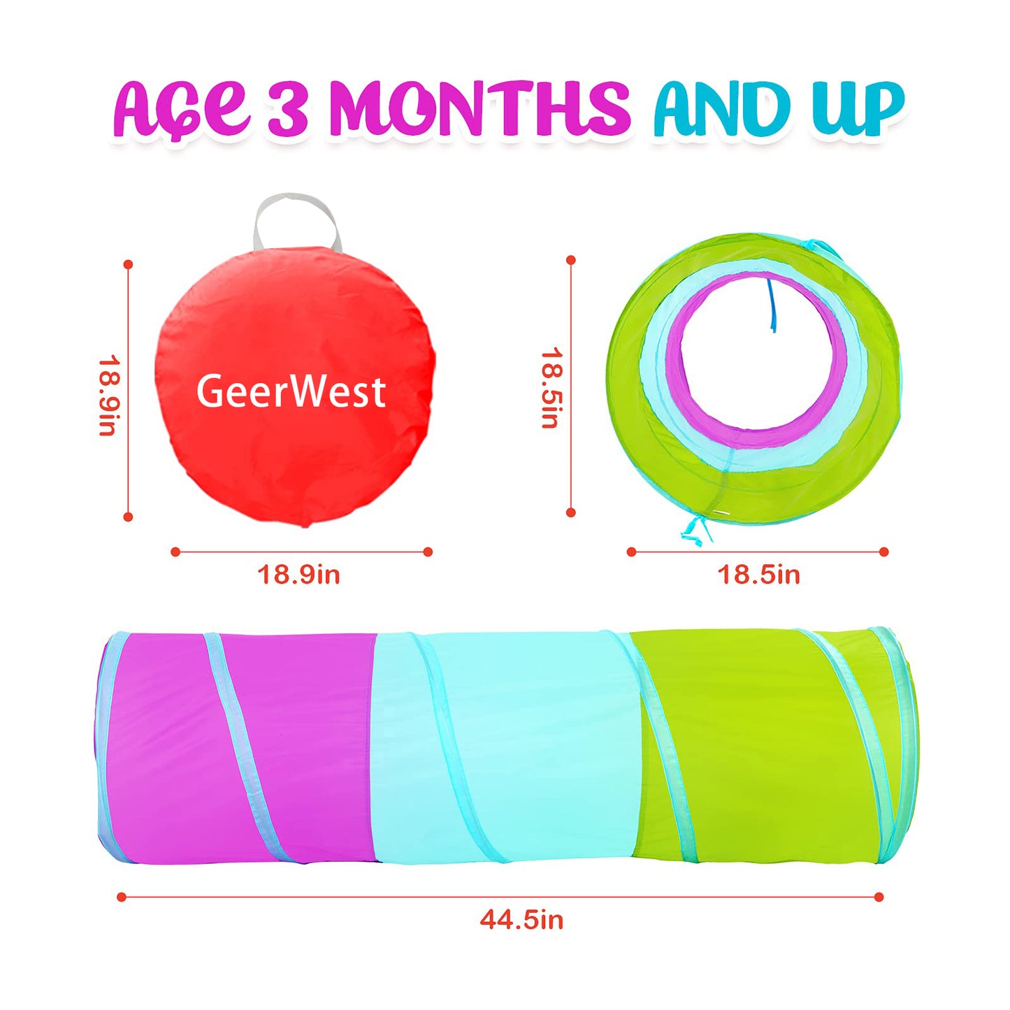 GeerWest Pop Up Kids Crawl Tunnel